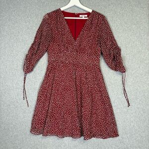 Madewell Women's Size 4 Red Floral 3/4 Sleeve A Line BOHO Mini Dress Cottage